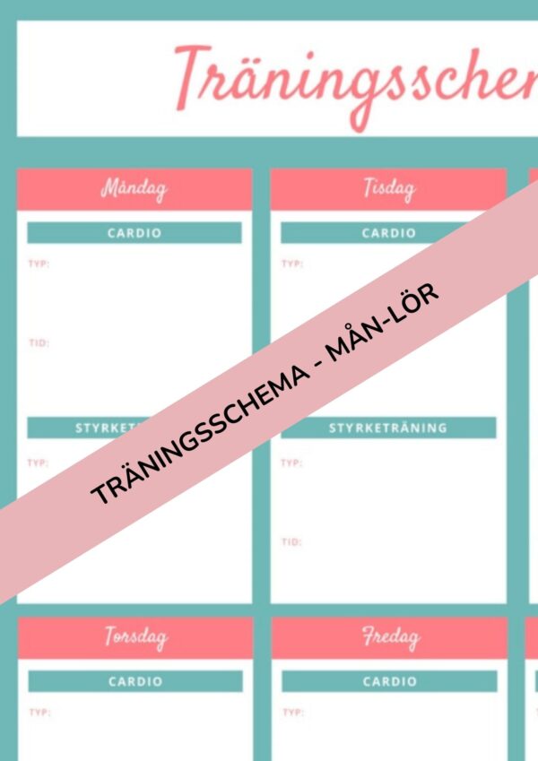 Träningsschema för måndag till lördag