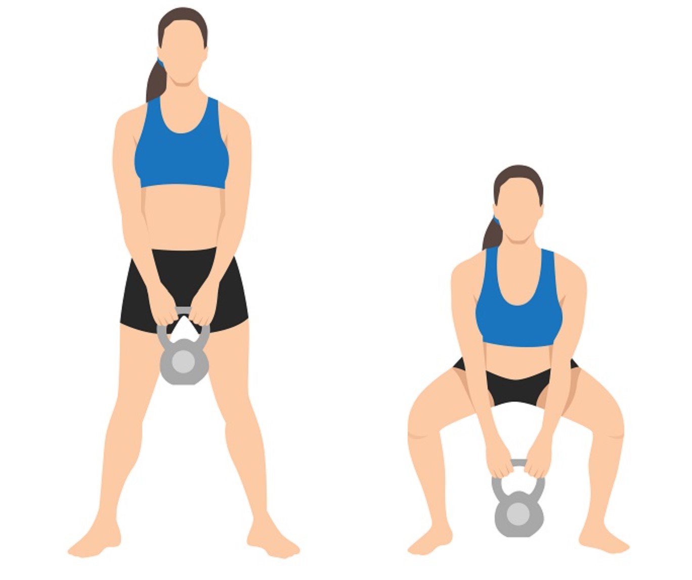 Person som gör sumo squat med kettlebell för att träna ben, rumpa och bål.