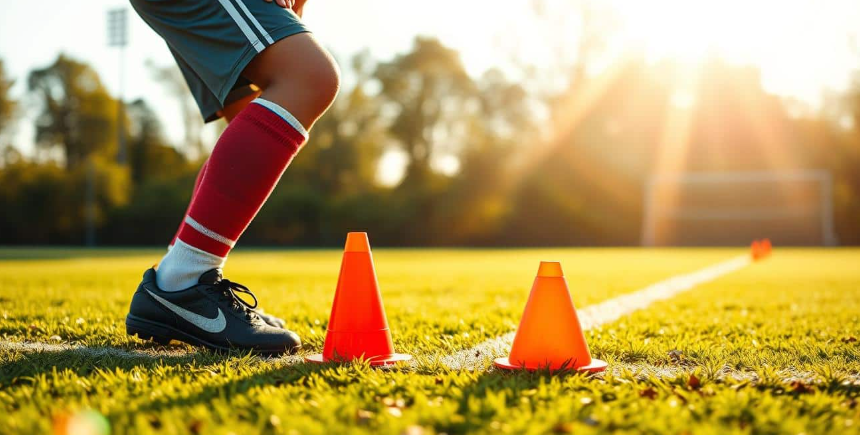 Förälder och barn tränar fotboll