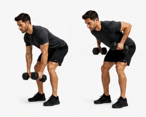 Framåtlutad rodd med hantlar — styrkeövning för rygg och biceps